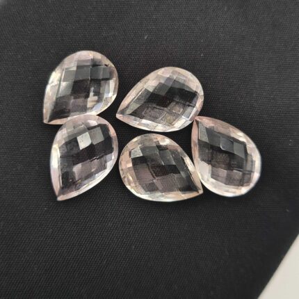 Natural Crystal Quartz Pear Briolette Cut Loose Gemstone Lot 5 Pcs 13*18 MM 47CT