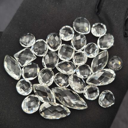 Natural Crystal Quartz Mix Briolette Cut Stone Lot 31 Pcs 8-10 MM 98 CT