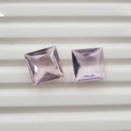Natural Brazilian Amethyst Square Cut Loose Gemstone Lot 2 Pcs 12 MM 11 CT