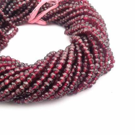 Garnet Gemstone Faceted Rondelles Natural Garnet Semi Precious Beads 13 inches