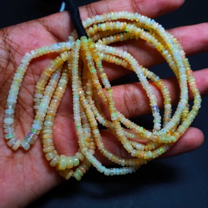 Natural Ethiopian Opal Rondelle Beads Smooth Gemstone Beads 3-6 MM 27 CT 17Inch