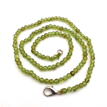 Natural Peridot Round Ball Shape Smooth Gems Necklace Beads 3*4 MM 81 CT 18 Inch