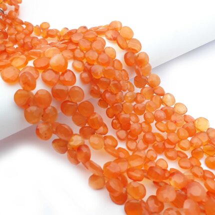 Natural Carnelian Heart Faceted Beads Beads 71 CT 8 Inch