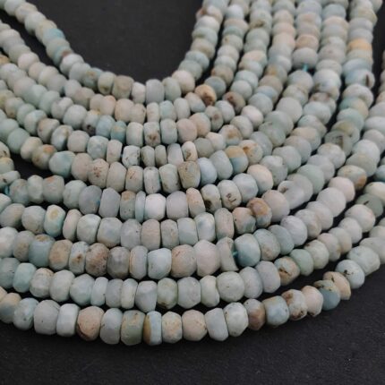 Natural Larimar Faceted Round Shape Beads Faceted Rondelle 4-7 mm 99 CT 16 Inch