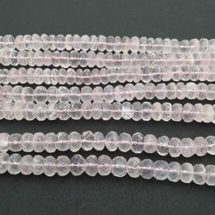 Natural Rose Quartz Round Shape Beads Faceted Rondelles-  315 CT 10MM 10 Inch