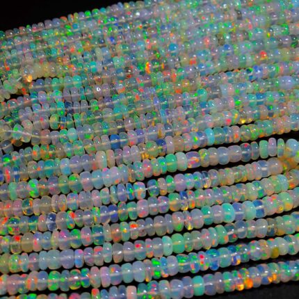 Natural Ethiopian Opal Rondelle Beads Smooth Gemstone Beads 3-6 MM 50 CT Inch 16