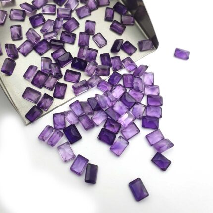 Natural African Amethyst Rectangle Cut Loose Stone Lot  138 Pcs 5-7 MM 124 CT