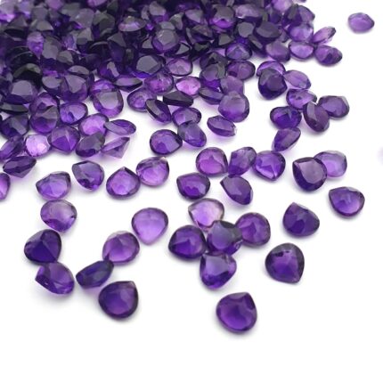 Natural African Amethyst Heart Cut Loose Gemstone Lot  166 Pcs 6 MM 166 CT