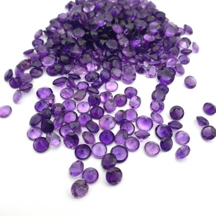 Natural African Amethyst Round Cut Loose Gemstone Lot 121 Pcs 6 MM 92 CT