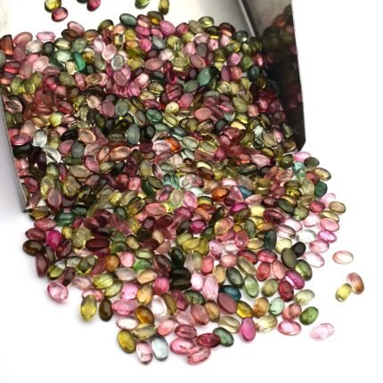 Natural Multi Tourmaline Cabochon Smooth Oval Gemstone Lot 79 Pcs 3x5 MM 22 CT