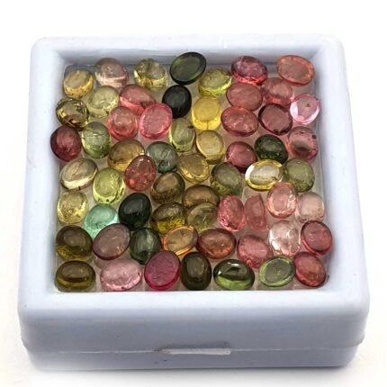 Natural Multi Tourmaline Cabochon Oval Loose Gemstone Lot 55 Pcs 4x5 MM 23 CT