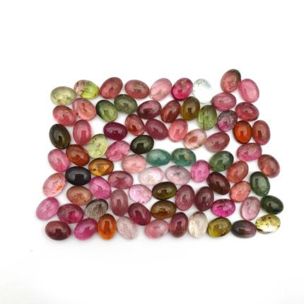 Natural Multi Tourmaline Oval Cabochon Loose Gemstone Lot 58 Pcs 5x7 MM 50 CT