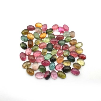 50 CT Natural Multi Tourmaline Oval Cabochon Loose Gemstone Lot 97 Pcs 4x6 MM