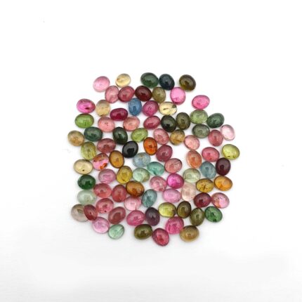 Natural Multi Tourmaline Oval Cabochon Loose Gemstone Lot 82 Pcs 4*5 MM 30 CT