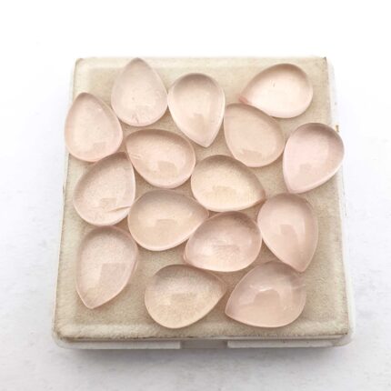 Natural Rose Quartz Cabochon Loose Pear Gemstone Lot 16 Pcs 12*16 MM 130 CT