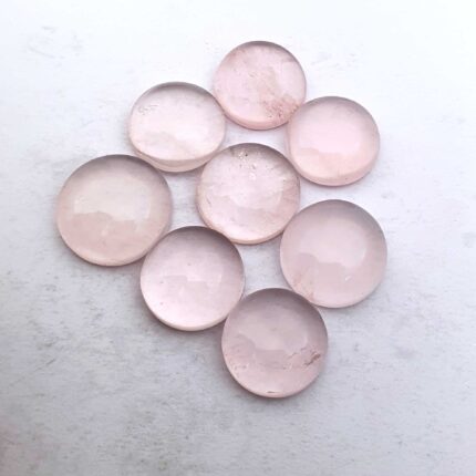 Natural Rose Quartz Cabochon Loose Round Gemstone Lot 8 Pcs 16-17 MM 119 CT