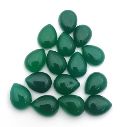 Natural Green Onyx Loose Gemstone Cabs Pear Cabochon Lot 15 Pcs 12*16 MM 131 CT