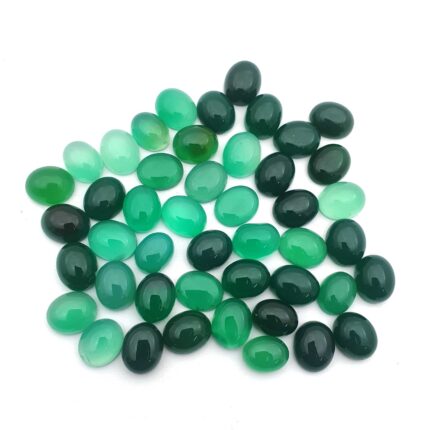 Natural Green Onyx Loose Gemstone Cabs Oval Cabochon Lot 46 Pcs 9*11 MM 170 CT