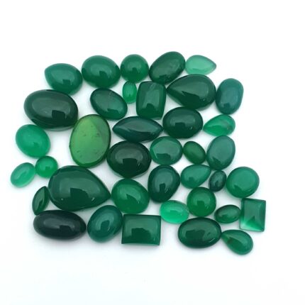Natural Green Onyx Loose Gemstone Mix Stone Cabochon Lot 46Pcs 4*6-22*17MM 124CT
