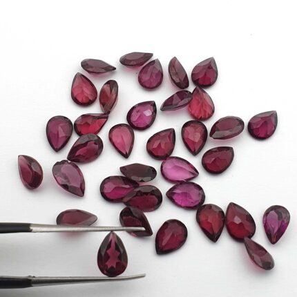 Natural Rhodolite Garnet Pear Cut Loose Gemstone Lot 46 Pcs 5x7 MM 35 CT