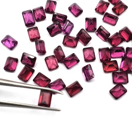 Natural Rhodolite Garnet Octagon Cut Loose Gemstone Lot 34 Pcs 3*4 MM 10 CT