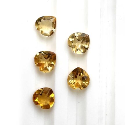Natural Citrine Heart Cut Loose Gemstone Lot 5 Pcs 7 MM 5 CT