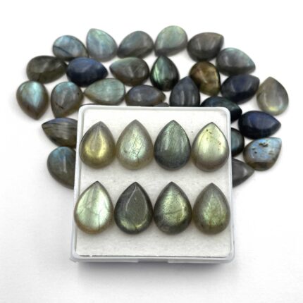 Natural Labradorite Pear Cabochon Loose Gemstone Lot 14 Pcs 12*16 MM 100 CT
