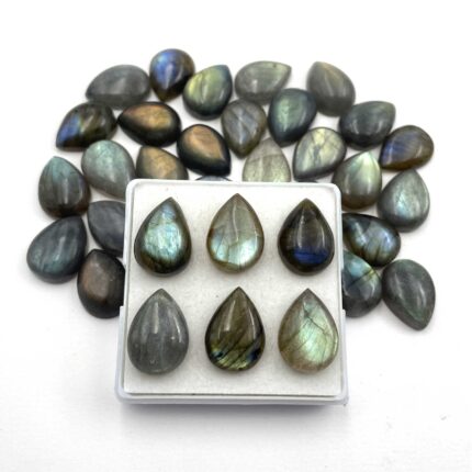 Natural Labradorite Pear Cabochon Loose Gemstone Lot 10 Pcs 13*18 MM 100 CT
