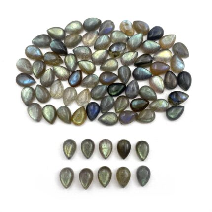 Natural Labradorite Pear Cabochon Loose Gemstone Lot 46 Pcs 7*10 MM 100 CT