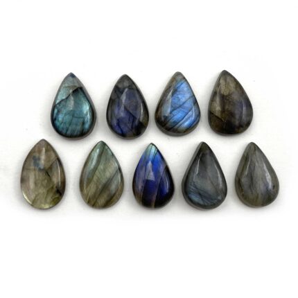 Natural Labradorite Pear Cabochon Loose Gemstone 9 Pcs 11*18-12.5*18.5 MM 71 CT