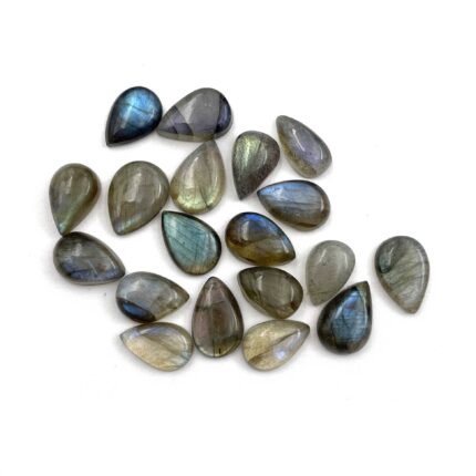 Natural Labradorite Pear Cabochon Loose Gemstone 9 Pcs 7*12-10*13 MM 51.5 CT