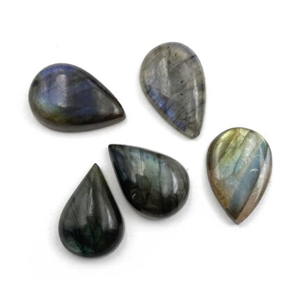Natural Labradorite Pear Cabochon Loose Gemstone Lot 5 Pcs 14*20-14*21 MM 55 CT