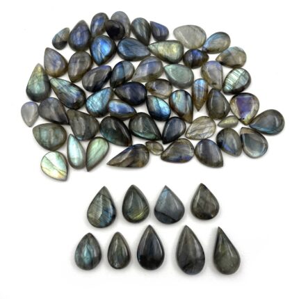 Natural Labradorite Pear Cabochon Loose Gemstone 18 Pcs 6.5*10-13*21 MM 100 CT