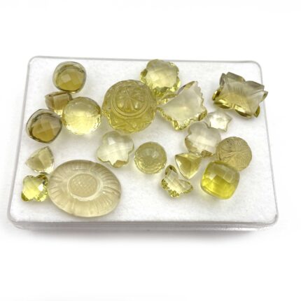Natural Lemon Quartz Carving Loose Gemstone Lot 19 Pcs 8-17 MM 132 CT