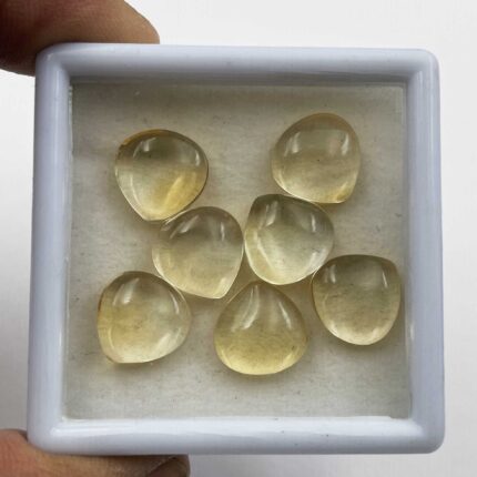 Natural Citrine Heart Cabochon Loose Gemstone Lot 7 Pcs 12 MM 45 CT