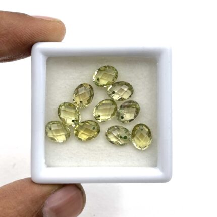 Natural Lemon Quartz Oval Briolette Cut Loose Gemstone Lot 10 Pcs 6*8 MM 11 CT