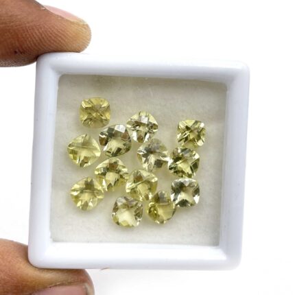 Natural Lemon Quartz Cushion Checker Cut Loose Gemstone Lot 14 Pcs 6 MM 11 CT