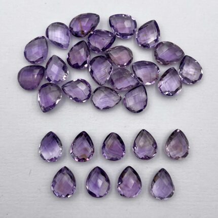 Natural Brazilian Amethyst Pear Checker Cut Loose Stone 29 Pcs 8*10 MM 57.5 CT