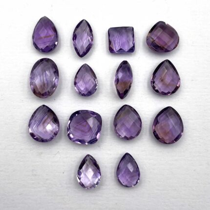Natural Brazilian Amethyst Mix Checker Cut Loose Stone 16 Pcs 6-10 MM 38.3 CT