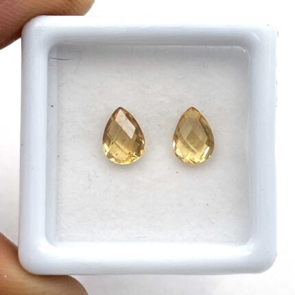 Natural Citrine Pear Briolette Cut Loose Gemstone Lot 2 Pcs 5*7 MM 1.2 CT