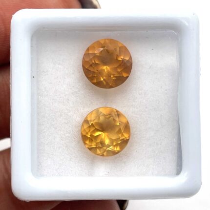 Natural Citrine Round Cut Loose Gemstone Lot 2 Pcs 8 MM 3 CT For Jewelry