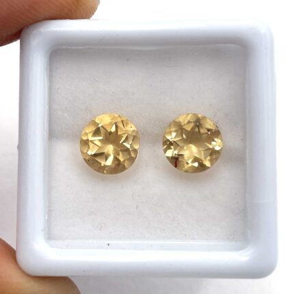 Natural Citrine Round Cut Loose Gemstone Lot 2 Pcs 7 MM 2.6 CT For Jewelry