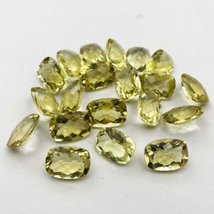 Natural Lemon Quartz Cushion Checker Cut Loose Gemstone Lot 20 Pcs 10*14MM 116CT