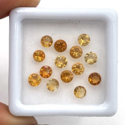 Natural Citrine Round Cut Loose Gemstone Lot 14 Pcs 3.5 MM 2 CT For Jewelry