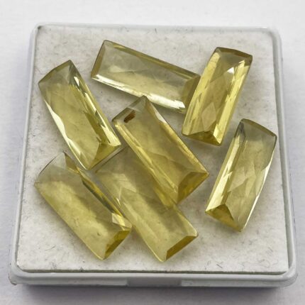 Natural Lemon Quartz Cushion Checker Cut Loose Stone Lot 6 Pcs 8*19-8*20 MM 38CT