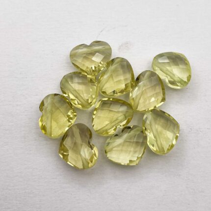 Natural Lemon Quartz Heart Briolette Cut Loose Stone Lot 9 Pcs 10*12 MM 44 CT