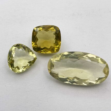 Natural Lemon Quartz Mix Cut Loose Stone Lot 3 Pcs 19-20 MM 99 CT