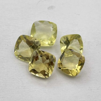 Natural Lemon Quartz Cushion Cut Loose Stone Lot 5 Pcs 12-14 MM 35 CT