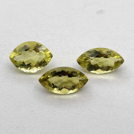 Natural Lemon Quartz Marquise Checker Cut Stone Lot 3 Pcs 11*20-13*18 MM 28.5 CT
