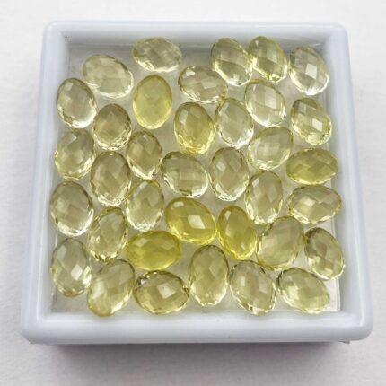 Natural Lemon Quartz Oval Briolette Cut Loose Stone Lot 40 Pcs 6*8 MM 66 CT